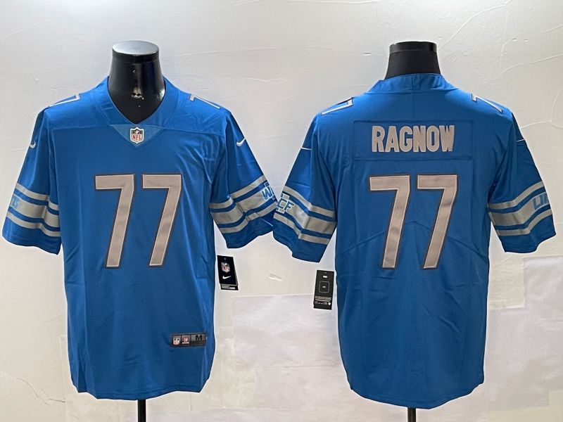 Men Detroit Lions 77 Ragnow Blue Second generation 2024 Nike Limited NFL Jersey style 1